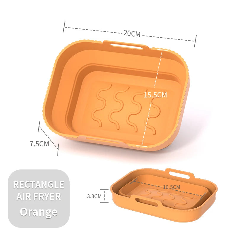 Air Fryer Silicone Basket Plate Square Reusable Air Fryer Cooking Accessories Foldable 20Cm/22Cm Airfryer Tool Baking Molds