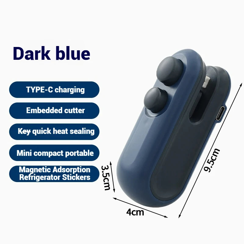 Mini Plastic Heat Bag Sealer Rechargeable 2 in 1 Food Sealer Clip Handheld Sealer Food Packaging Heat Sealer Sealant Machine