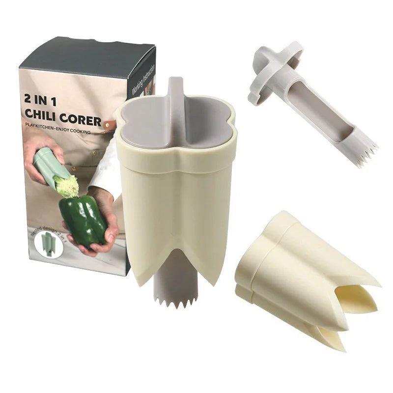 Pepper Seed Corer Remover Upgraded 2-In-1 Bell Pepper Cutter Deseeder Effortlessly Streamline Your Kitchen Prep for Faster Meal