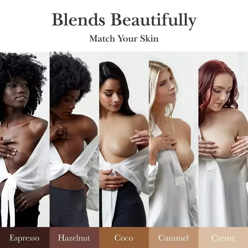 Braless Seamless for Women Ultra Thin Invisible Bra Nipple Cover with Box Bioadhesive Silicone Reusable Travel Bra Chest Pad