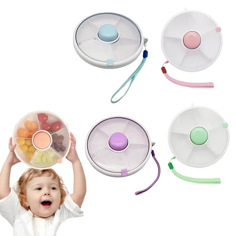 Circular Rotating Lunch Box Snack Container Moisture Proof Sealed Fruit Tray Spinner Candy Box Portable Melon Seed Storage Box