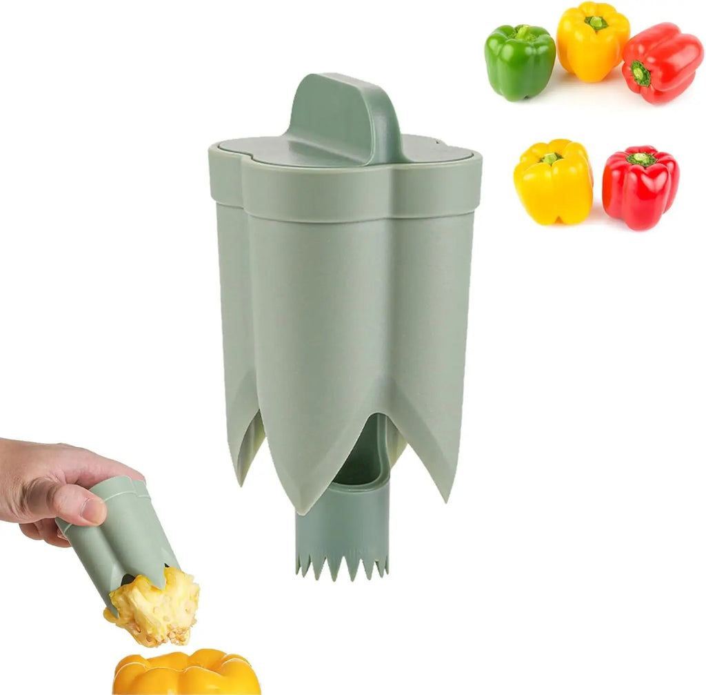 Pepper Seed Corer Remover Upgraded 2-In-1 Bell Pepper Cutter Deseeder Effortlessly Streamline Your Kitchen Prep for Faster Meal