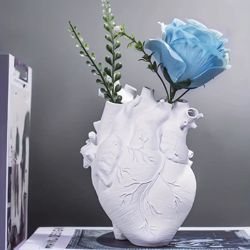 Anatomical Heart Vase Resin Figurine Glam Style Collectible Decorative Anatomy Themed Design Flower Holder for Tabletop Display