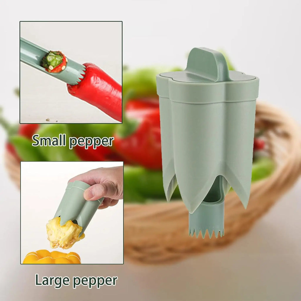 Pepper Seed Corer Remover Upgraded 2-In-1 Bell Pepper Cutter Deseeder Effortlessly Streamline Your Kitchen Prep for Faster Meal