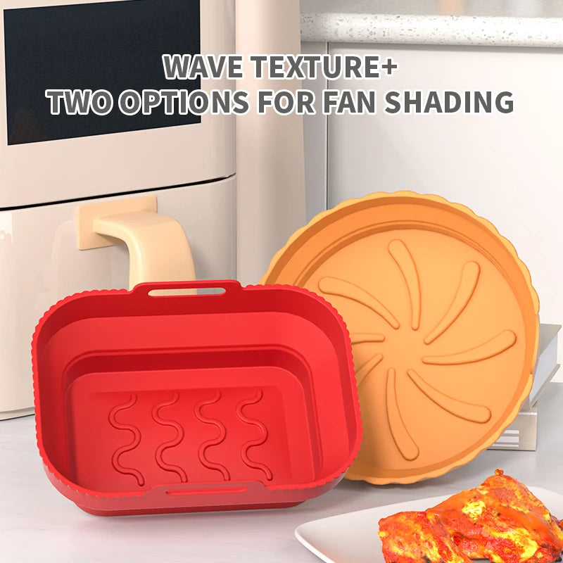 Air Fryer Silicone Basket Plate Square Reusable Air Fryer Cooking Accessories Foldable 20Cm/22Cm Airfryer Tool Baking Molds