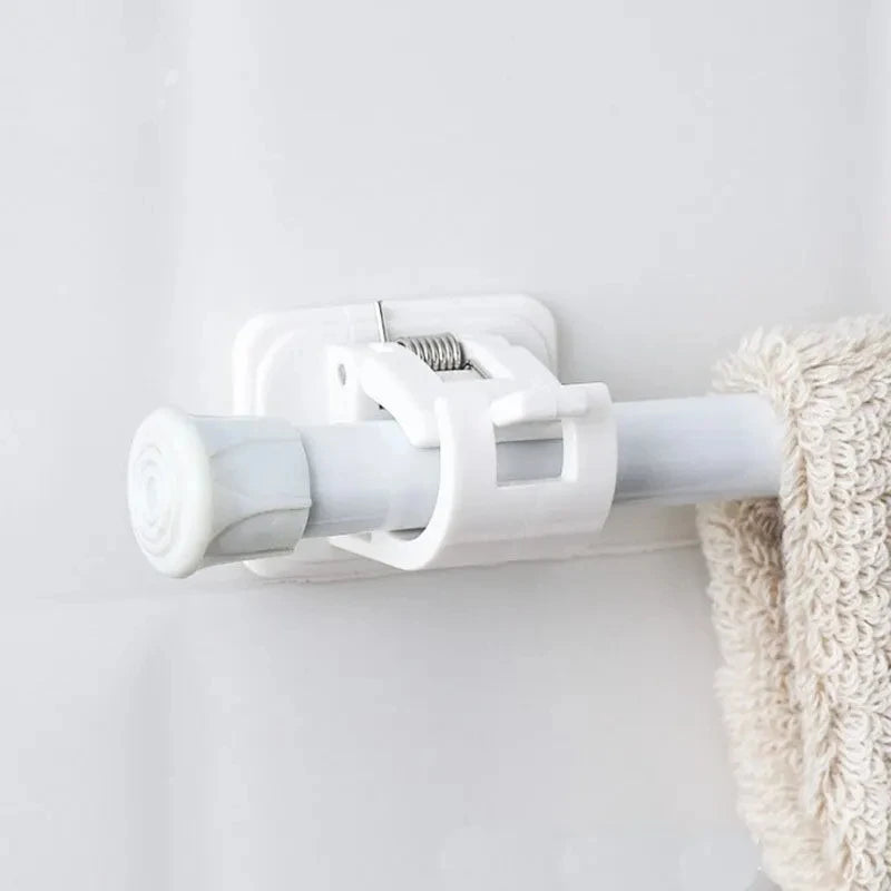 2-8PCS Adjustable Curtain Rod Clip Self Adhesive Wall Hooks Punch-Free Shower Curtain Rod Hanging Holder Bathroom Accessories
