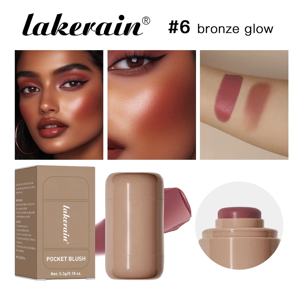 3In1 Cheek Lip Tinted Moistured Blush Stick Waterproof Easy Color Rouge Silky Smooth Blusher Cream Matte Contour Makeup