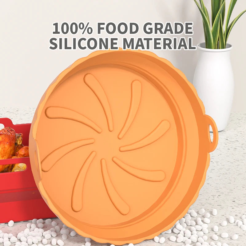 Air Fryer Silicone Basket Plate Square Reusable Air Fryer Cooking Accessories Foldable 20Cm/22Cm Airfryer Tool Baking Molds