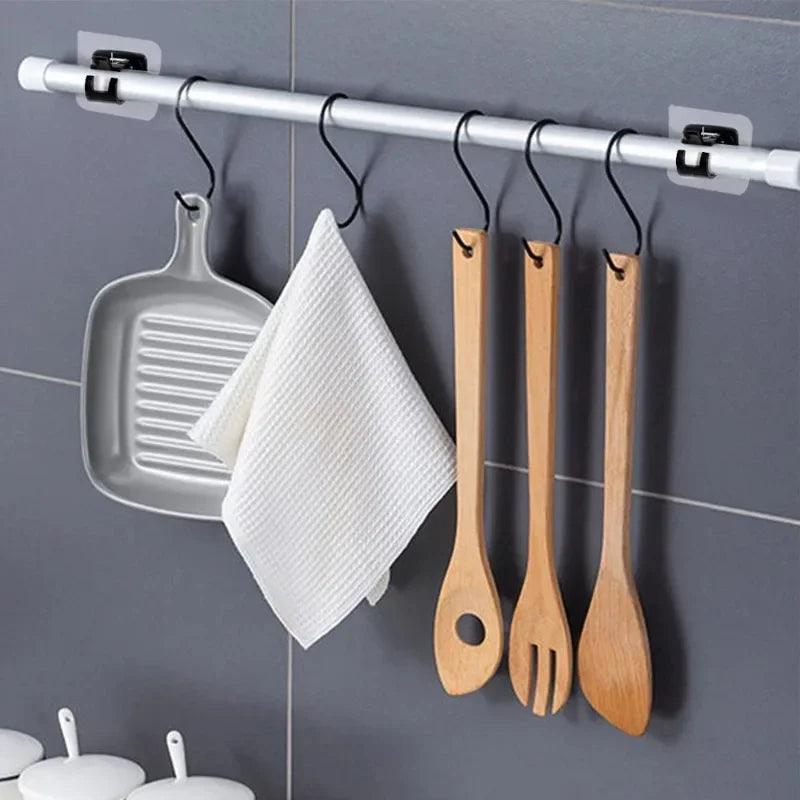 2-8PCS Adjustable Curtain Rod Clip Self Adhesive Wall Hooks Punch-Free Shower Curtain Rod Hanging Holder Bathroom Accessories