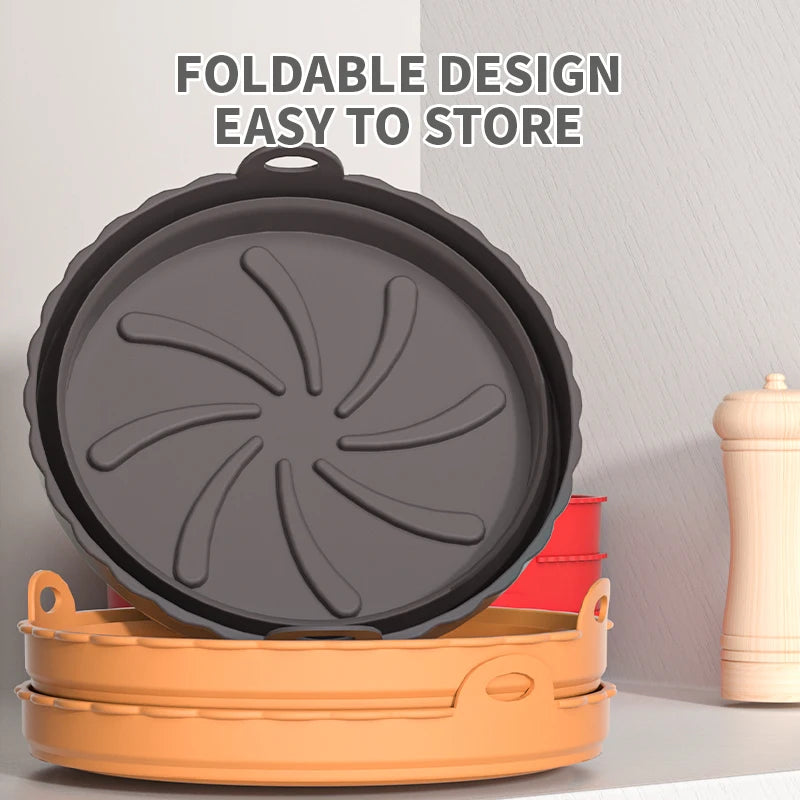 Air Fryer Silicone Basket Plate Square Reusable Air Fryer Cooking Accessories Foldable 20Cm/22Cm Airfryer Tool Baking Molds