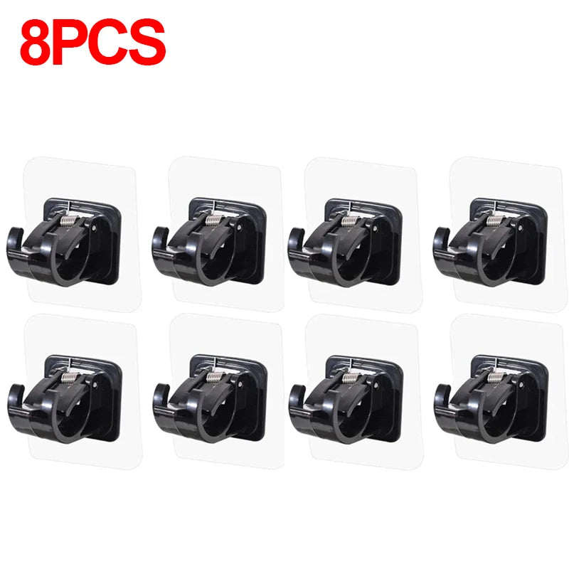 2-8PCS Adjustable Curtain Rod Clip Self Adhesive Wall Hooks Punch-Free Shower Curtain Rod Hanging Holder Bathroom Accessories