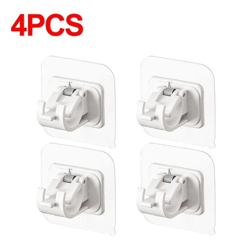 2-8PCS Adjustable Curtain Rod Clip Self Adhesive Wall Hooks Punch-Free Shower Curtain Rod Hanging Holder Bathroom Accessories