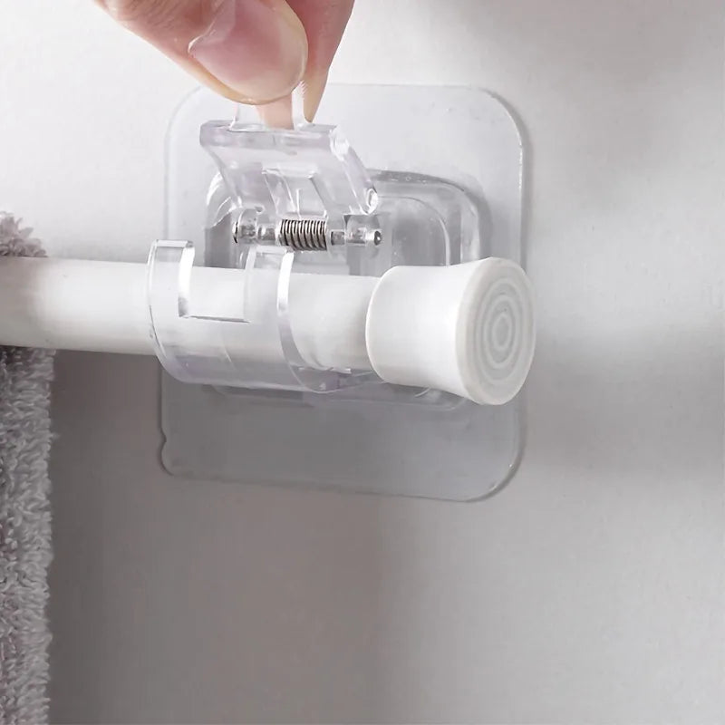 2-8PCS Adjustable Curtain Rod Clip Self Adhesive Wall Hooks Punch-Free Shower Curtain Rod Hanging Holder Bathroom Accessories