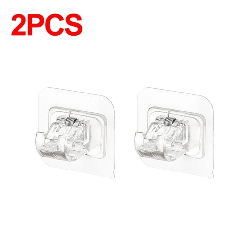 2-8PCS Adjustable Curtain Rod Clip Self Adhesive Wall Hooks Punch-Free Shower Curtain Rod Hanging Holder Bathroom Accessories