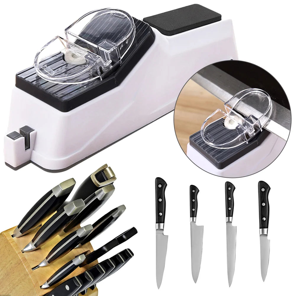 Automatic Electric Knife Sharpener with Protective Cover Chef Knife Sharpener for Quick Sharpening&Polishing for Knife Scissors