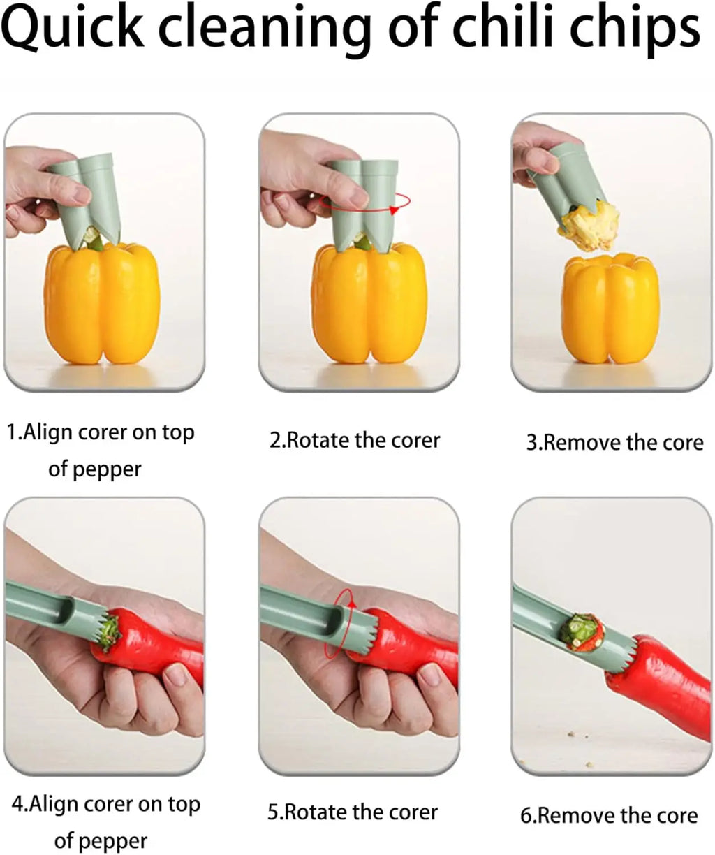 Pepper Seed Corer Remover Upgraded 2-In-1 Bell Pepper Cutter Deseeder Effortlessly Streamline Your Kitchen Prep for Faster Meal