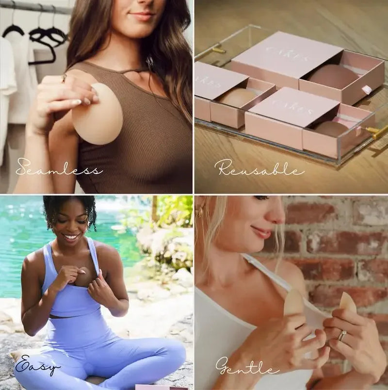 Braless Seamless for Women Ultra Thin Invisible Bra Nipple Cover with Box Bioadhesive Silicone Reusable Travel Bra Chest Pad