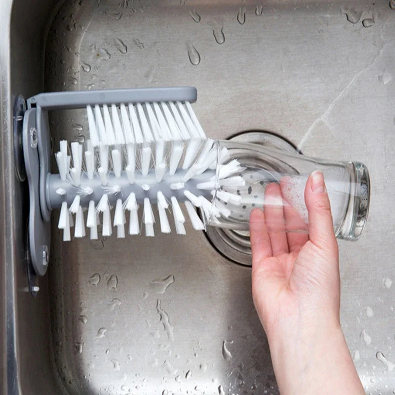 Cup Scrubber Glass Cleaner Bottles Brush Suction Cup Rotating Plastic Cup Brush Multifunctional Cleaning Brush Cup Brush Plastic