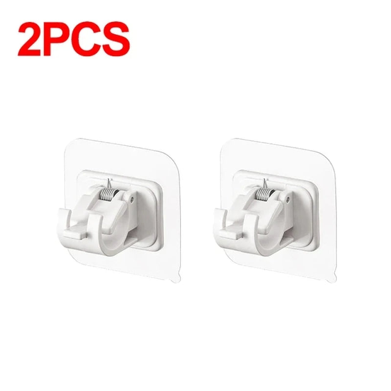 2-8PCS Adjustable Curtain Rod Clip Self Adhesive Wall Hooks Punch-Free Shower Curtain Rod Hanging Holder Bathroom Accessories