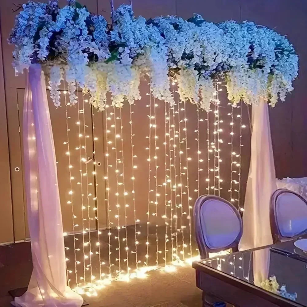 Solar Curtain Lights Outdoor Fairy Lights LED Lights Christmas Wedding Decorations String Lights Garden Decor 600/300/200/100LED